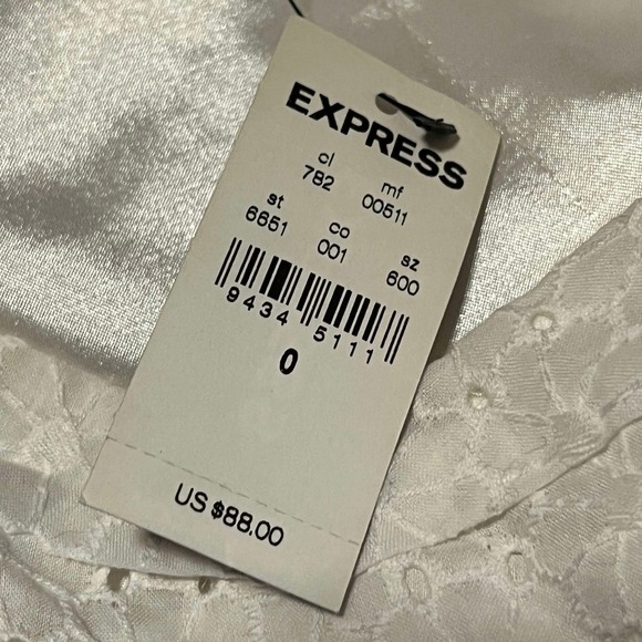 Express Women Dress 0 White Tank Floral Mini Eyelet Embroidered MSRP $88 NWT - Picture 6 of 11